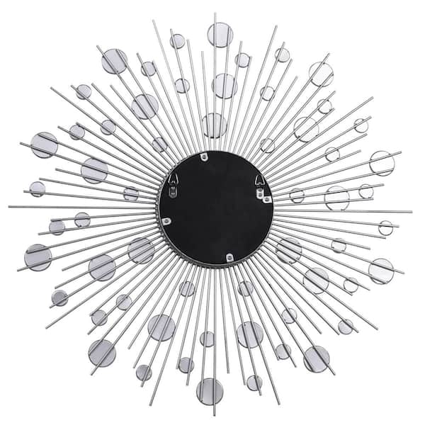 Empire Art Direct Medium Sunburst Silver Hooks Modern Mirror