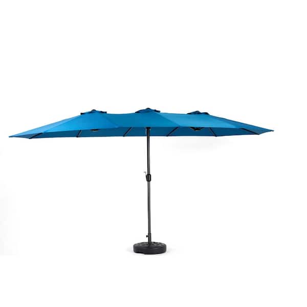 Unbranded 14.8 ft. Double Sided Outdoor Patio Umbrella Rectangular Large with Crank in Dark Blue