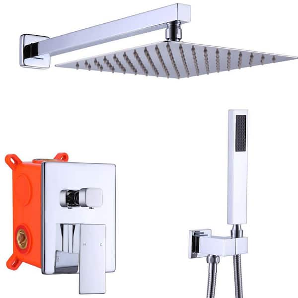 GIVING TREE Single Handle 2-Spray Wall Mount High Pressure 10 in. Shower Faucet with Handle Shower in Chrome (Valve Included)