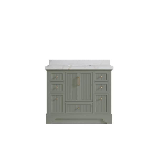 Willow Collections Alys 42 in. W x 22 in. D x 36 in. H Single Sink Bath Vanity in Evergreen with 2 in. Calacatta Sienna Top