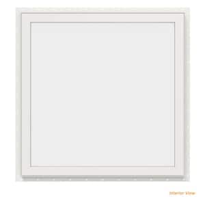30 in. x 30 in. V-2500 Series Bronze Exterior/White Interior FiniShield Vinyl Picture Window w/ Low-E 366 Glass