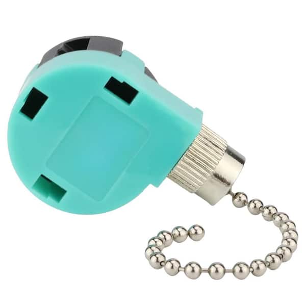 Ceiling Fan Pull Chain Switch Control Replacement 3 Speed 4 Wire Stainless Steel for Fans, Lamps, Cabinet Light Green