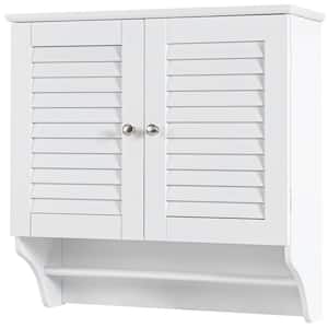 23.5 in. W x 9 in. D x 23.5 in. H White Bathroom Wall Cabinet with Height Adjustable Shelf and Towels Bar