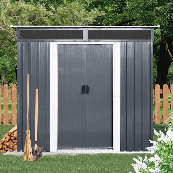 6 ft. x 5 ft. Dark Gray Metal Outdoor Storage Shed with Window and Transparent plate (30 sq. ft. )