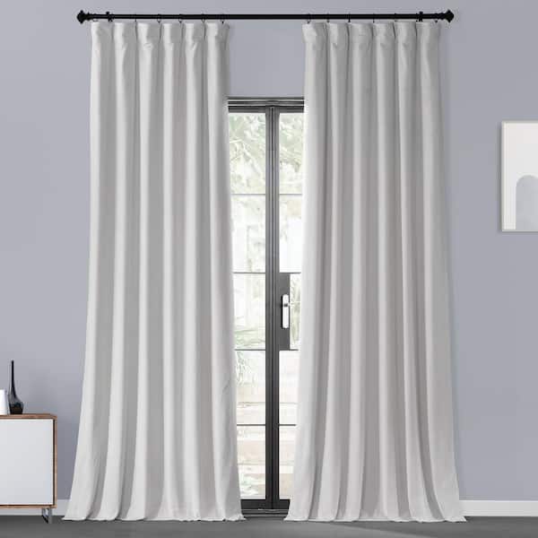 Exclusive Fabrics & Furnishings Lighthouse White Urban Lush Velvet Room Darkening Curtain - 50 in. W x 96 in. L (1 Panel)