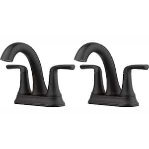 Ladera 4 in. Centerset Double Handle Bathroom Faucet in Matte Black (2-Pack)