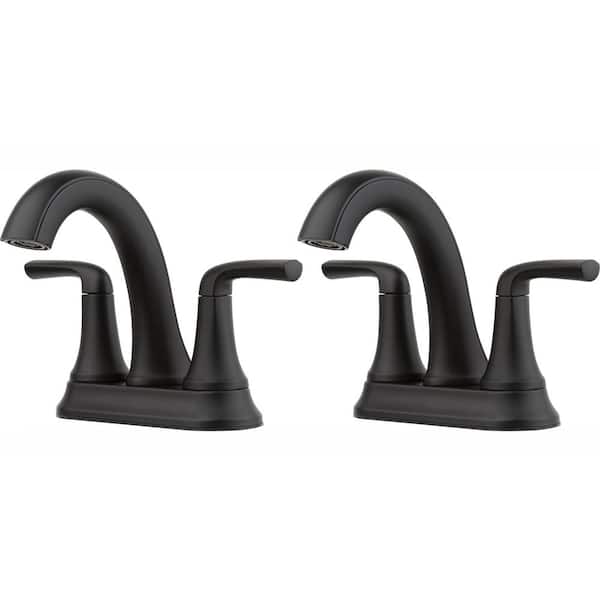 Pfister Ladera 4 in. Centerset Double Handle Bathroom Faucet in Matte Black (2-Pack)