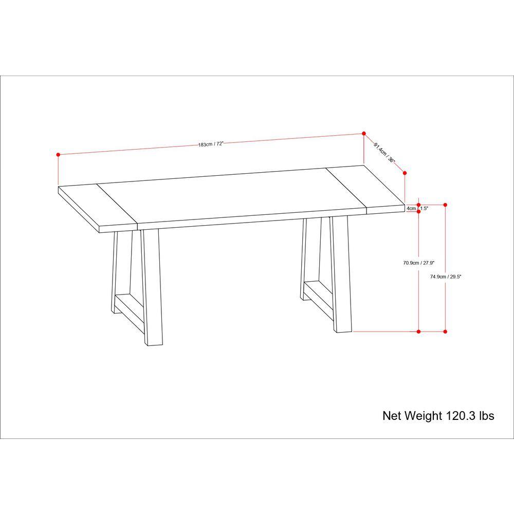 Whitley Burnt Wax Solid Mango Wood Dining Table