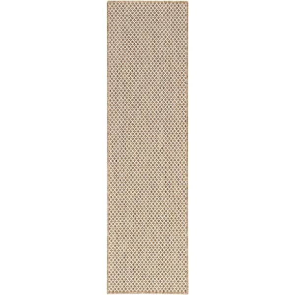 Nourison Courtyard Jute Ivory 2 ft. x 6 ft. All-over design Contemporary Runner Area Rug