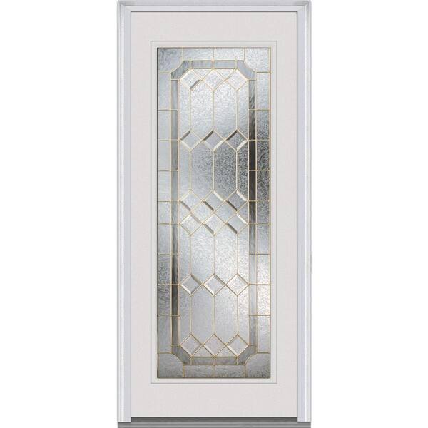 MMI Door 36 in. x 80 in. Majestic Elegance Left-Hand Inswing Full Lite Decorative Primed Fiberglass Smooth Prehung Front Door