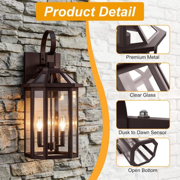 Maxax Decorators 26 in. 2-Light Bronze Modern Dust to Dawn