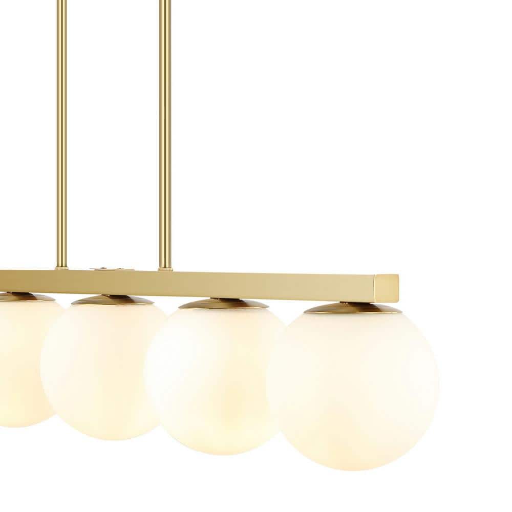 Luca Brass Gold 5-Light Globe Pendant Lamp with Frosted Glass