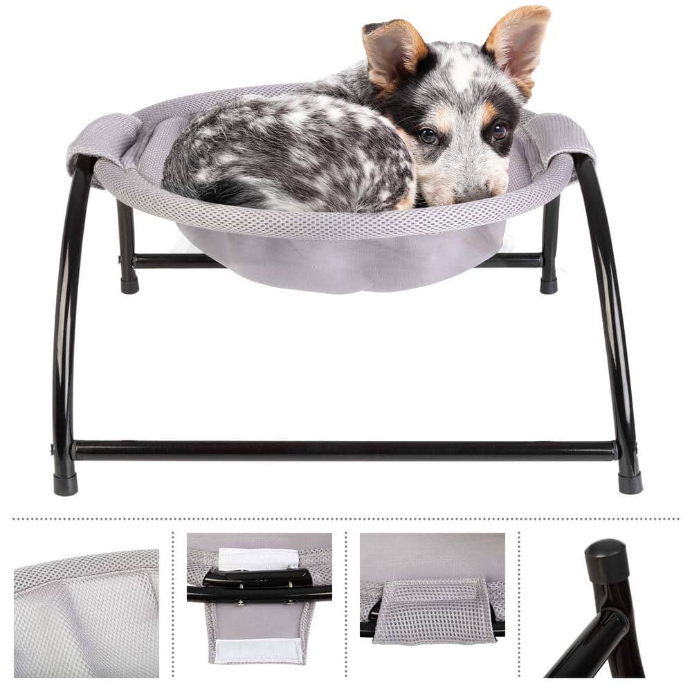 Small Gray Mesh Cat Hammock with Metal Frame