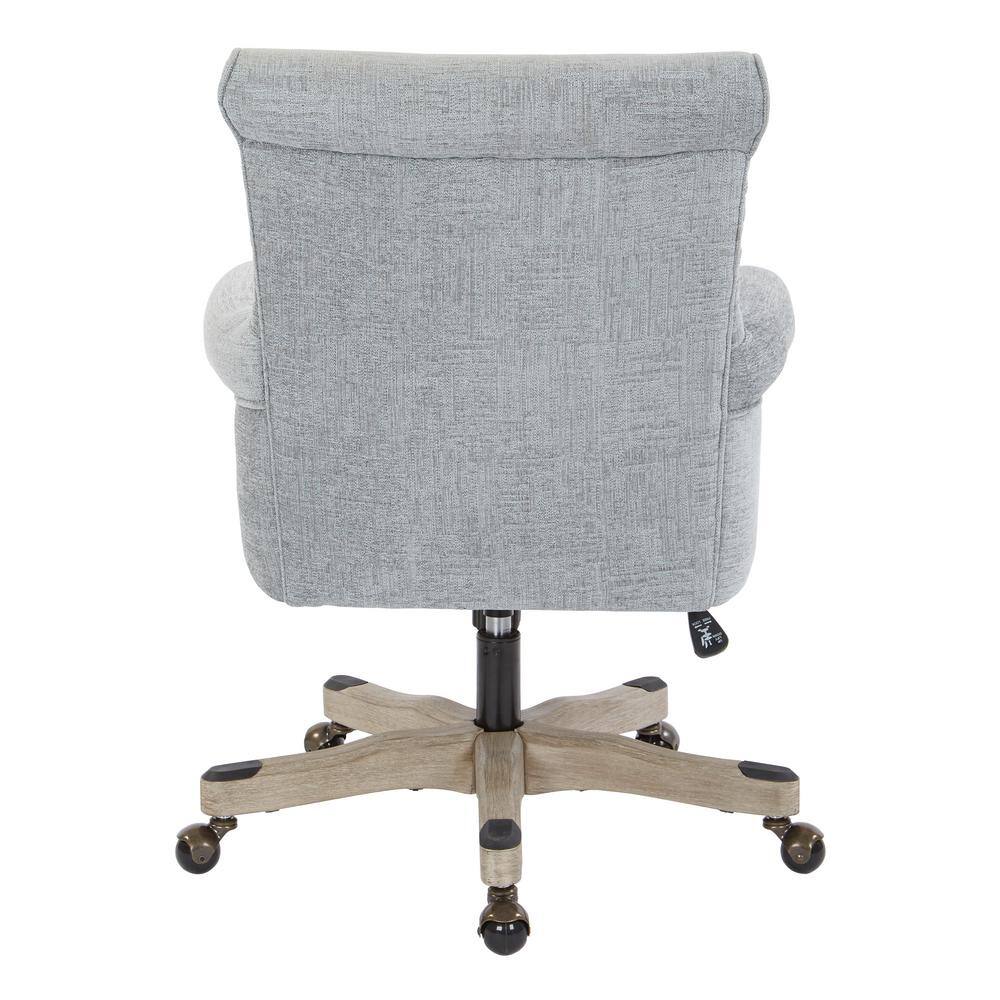 Megan Mist Gray Fabric Swivel Task Chair with Adjustable Arms