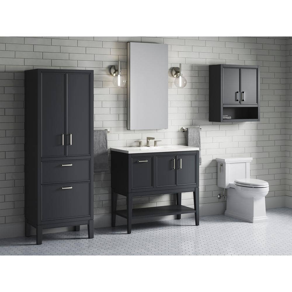 Winnow 36-Inch Slate Gray Painted MDF Bathroom Vanity with Quartz Top