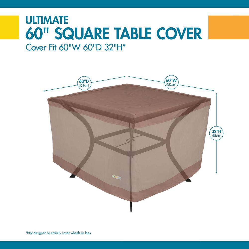 Beige and Mocha 60 Inch Waterproof Square Table Cover