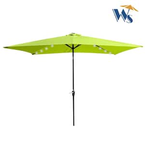 10 ft. Steel Market Solar Patio Umbrella in Lime Green with Crank and Push Button Tilt