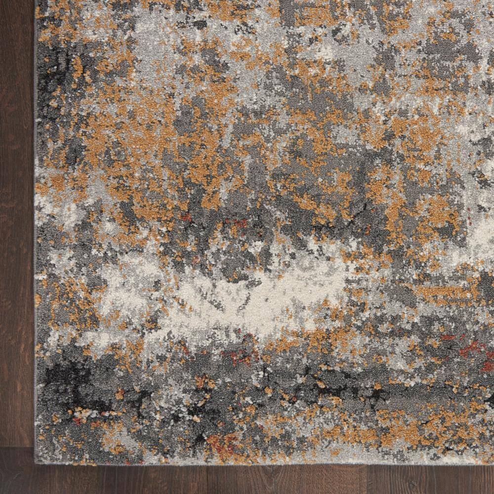 Abstract Gray 8' x 10' Power-Loomed Synthetic Area Rug