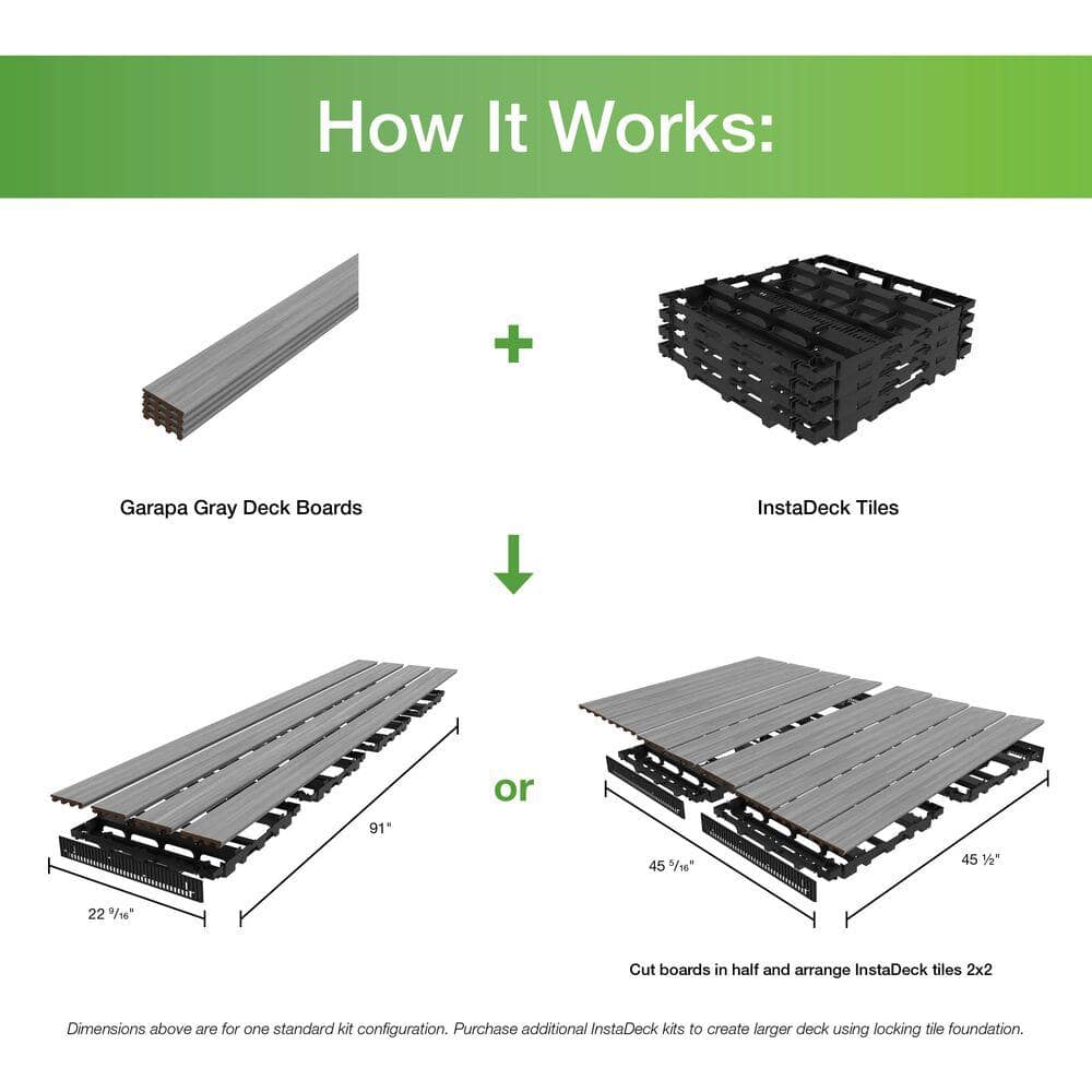 Gray Composite Water-Resistant Outdoor Interlocking Deck Kit