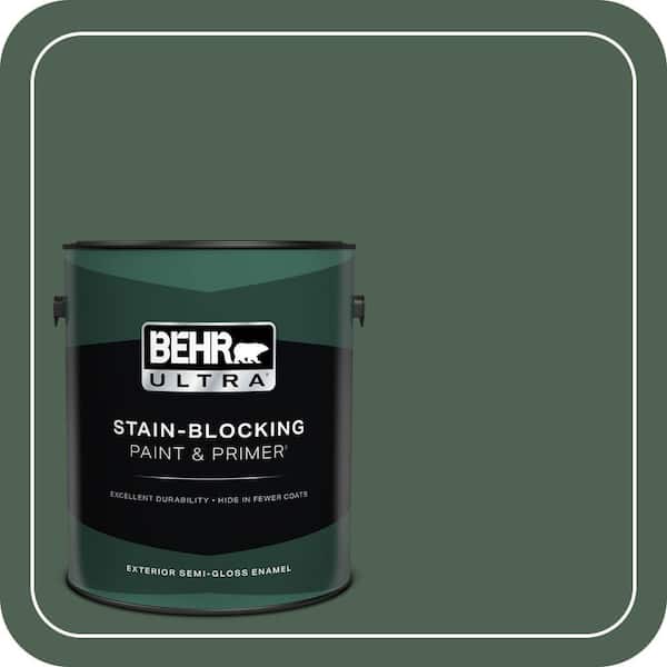 BEHR ULTRA 1 gal. #BXC-60 Pasture Green Semi-Gloss Enamel Exterior Paint & Primer