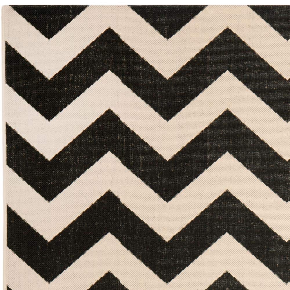 Black and Beige Chevron Outdoor Area Rug, 9' x 12'