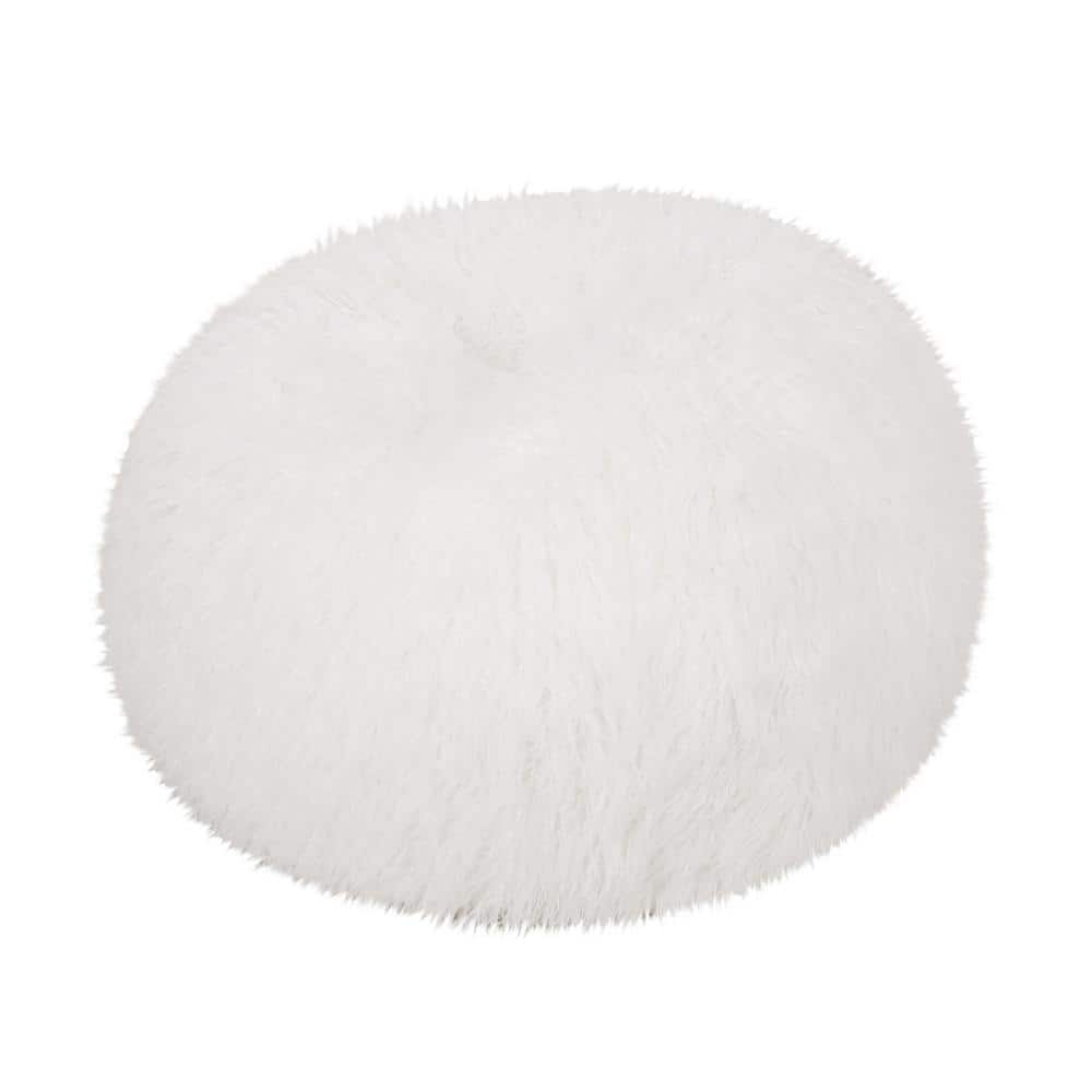 Noble House Hawley White Faux Fur 3-Foot Bean Bag 94362 - The Home Depot