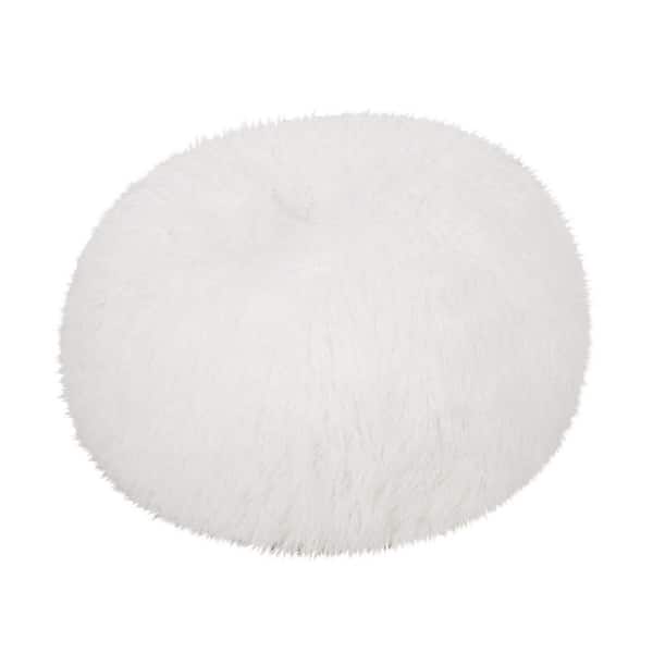 Noble House Hawley White Faux Fur 3-Foot Bean Bag