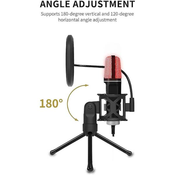 EKIEUDL RGB Luminous Microphone with Tripod and Shock Mount