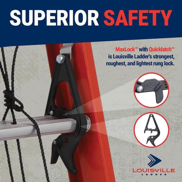 Louisville Ladder 32 ft. Fiberglass Extension Ladder, ANSI, Type