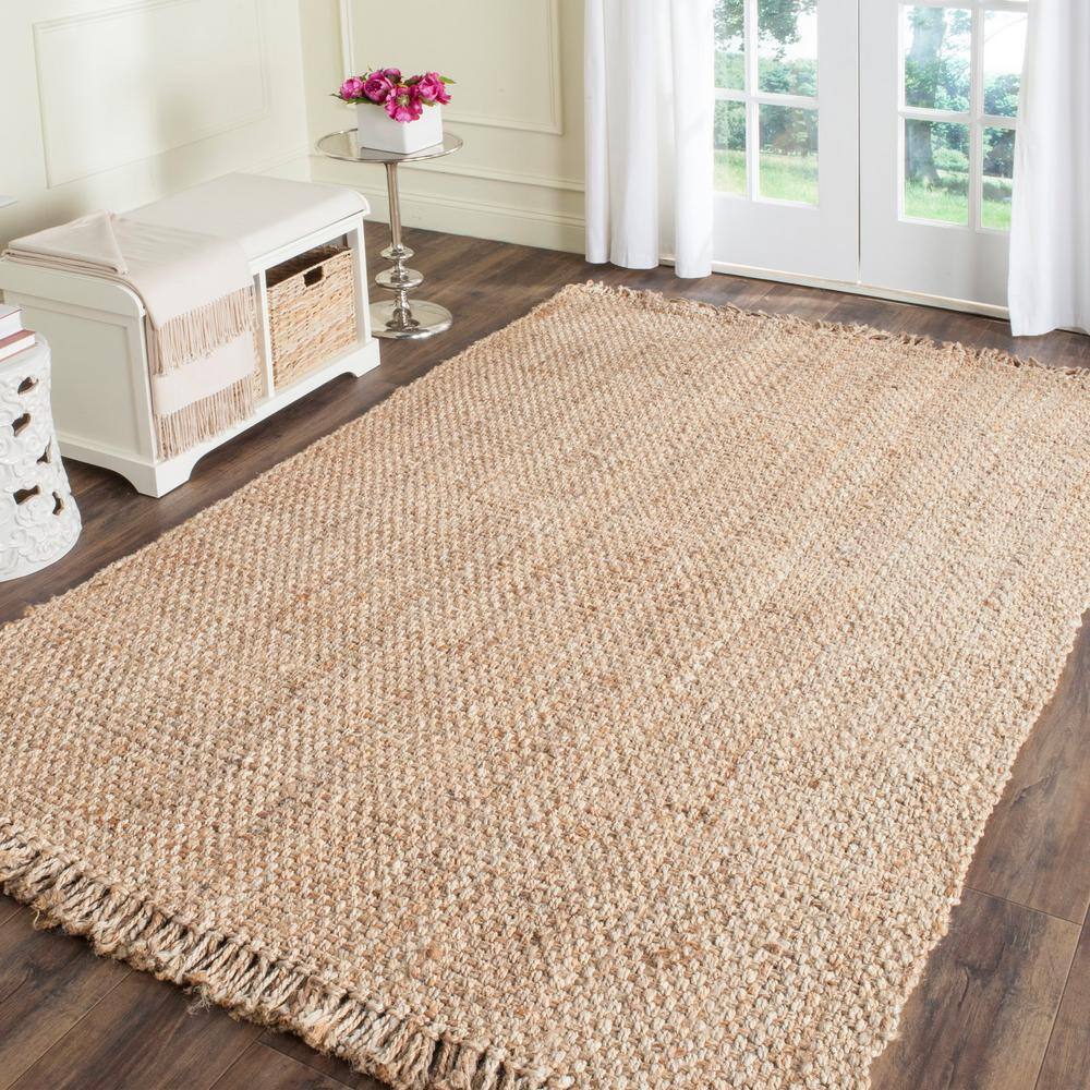 Natural Jute Hand-Knotted Square Area Rug, 4' x 4'