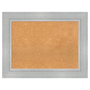 Romano Silver Wood Framed Natural Corkboard 35 in. x 27 in. Bulletin Board Memo Board
