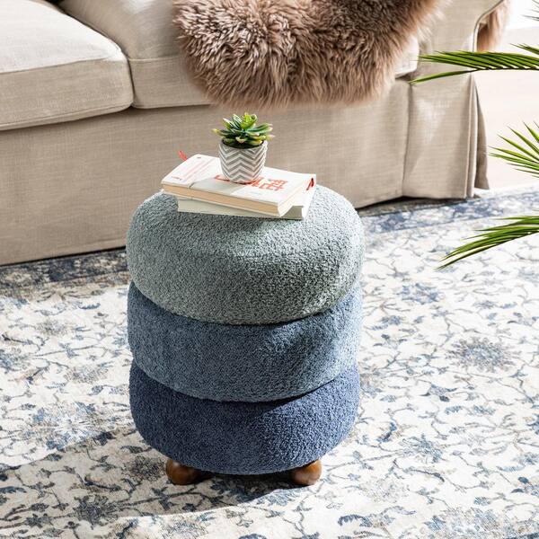 Glitzhome Modern Gradient Blue Upholstered Storage Ottoman or