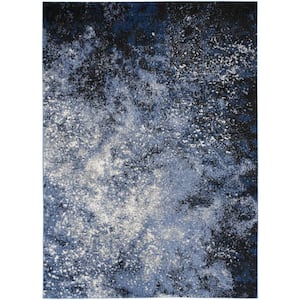 Passion Light Blue Black 5 ft. x 7 ft. Abstract Contemporary Area Rug