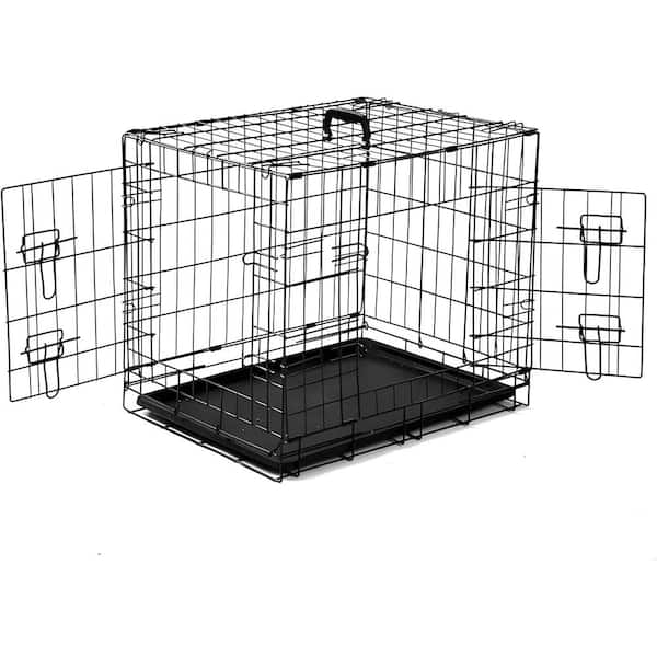 Unbranded 42 in. Folding Metal Dog Crate, Foldable Collapsible Double Door Pet Carrier with Removable Leak-Proof Pan and Divider