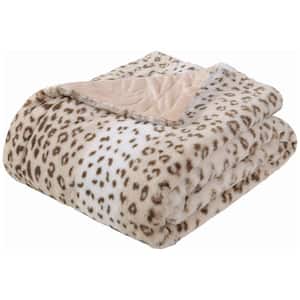 Geometric Sand Flannel Sherpa 50 in. x 60 in. Throw Bed Blanket