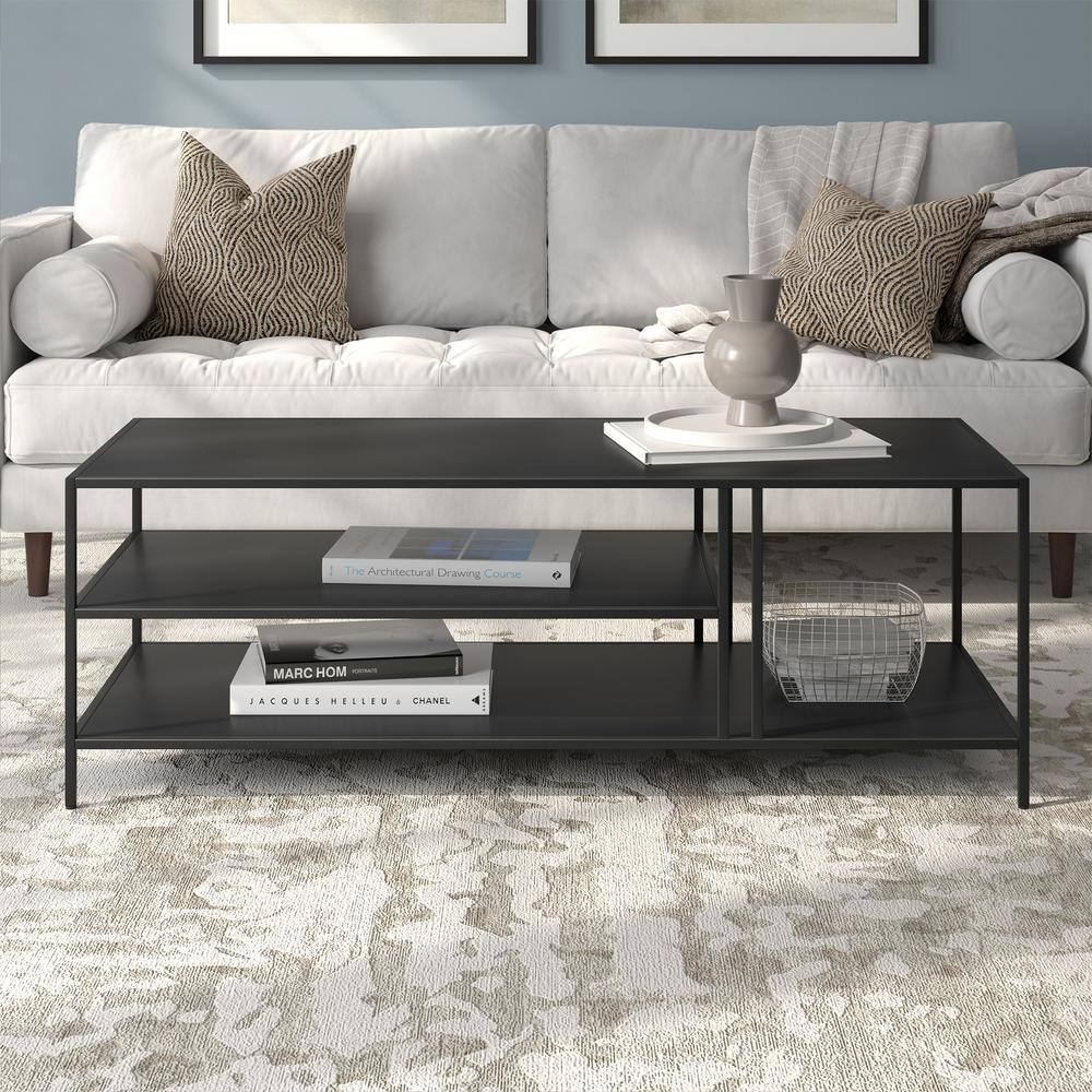 Modern Blackened Bronze Steel Rectangular Coffee Table