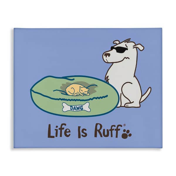 Stupell Industries Cat on Dog Bed by LIR Unframed Animal Graphic Art Print 24 in. x 30 in.