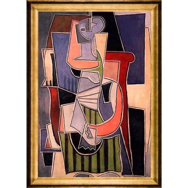 LA PASTICHE Woman sitting in an armchair by Pablo Picasso Athenian Gold Framed Oil Painting Art Print 29 in. x 41 in.