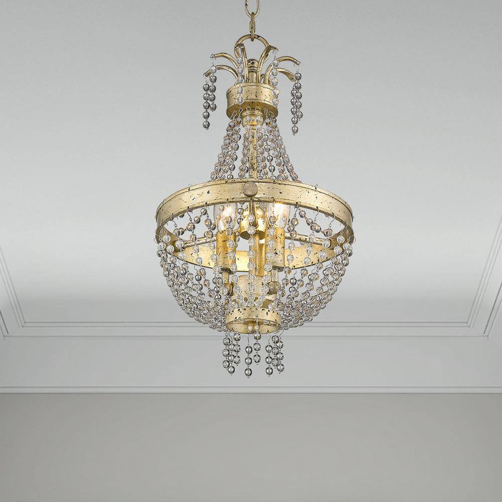 Winter Gold Mini Chandelier with Clear Crystals