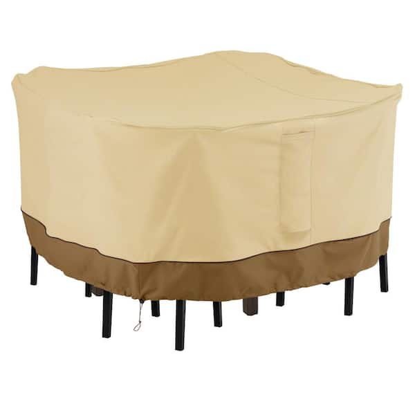 Classic Accessories Veranda 66 in. L x 66 in. W x 34 in. H Square Outdoor Patio Bar Table and Chair Set Cover