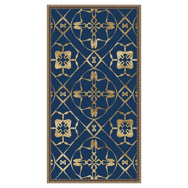 Amanti Art Motif on Blue XIII by Alonzo Saunders 14 in. W x 27 in. H. Canvas Wall Art Print Framed in Bronze