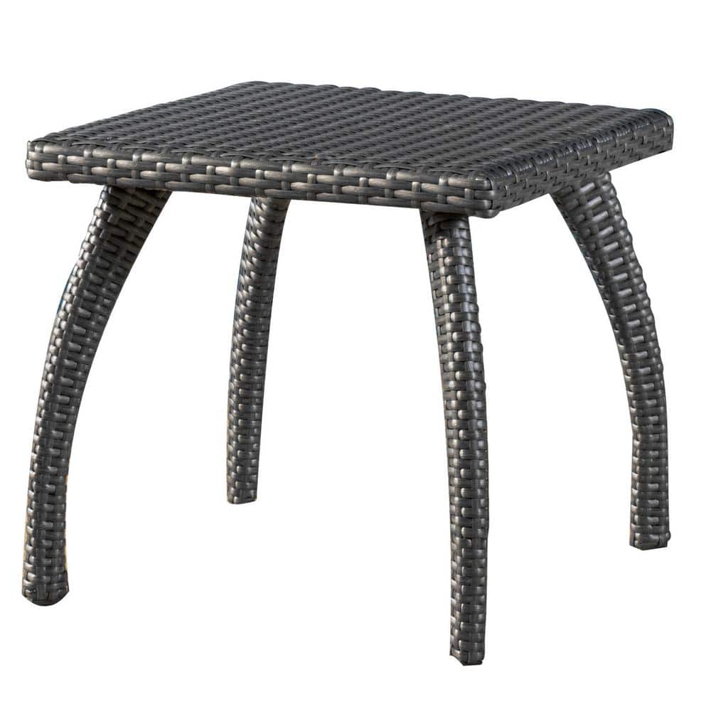 19.1 in. x 19.1 in. Grey Square Wicker Outdoor Side Table for Garden, Balcony and Patio price history on PriceWatchPro