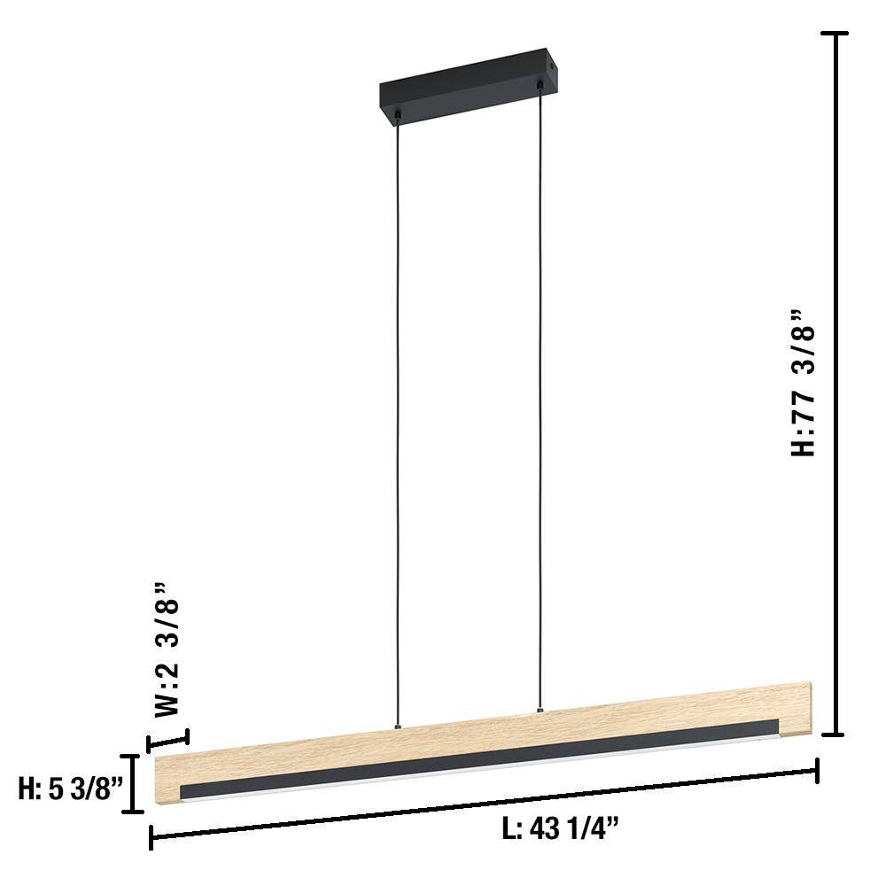 Camacho 43'' Black and Natural LED Linear Pendant Light