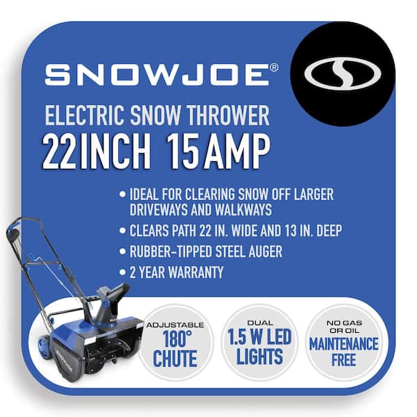22 in. 15 Amp Electric Snow Blower with Dual LED Lights