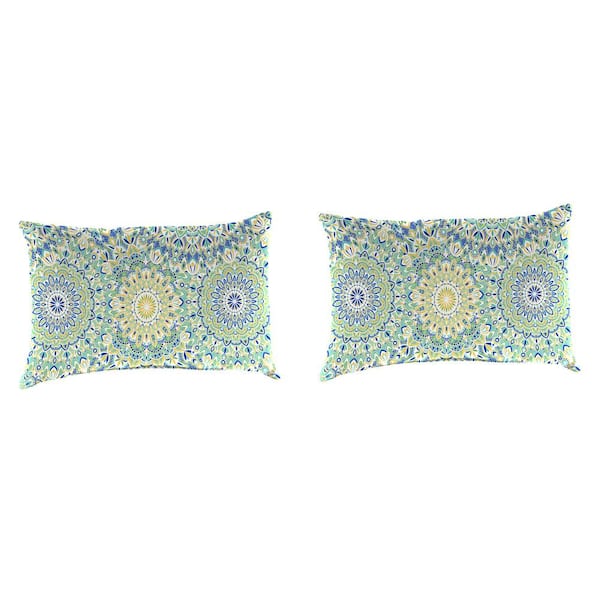 Jordan Manufacturing 18 in. L x 12 in. W x 4 in. T Outdoor Pillow Lumbar Throw in Alonzo Fresco (2-Pack)