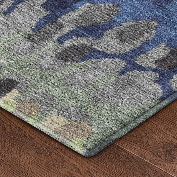 Mayfield Premium Machine Washable Abstract AMF2529 Aloe 9 ft. x 12 ft. Area Rug