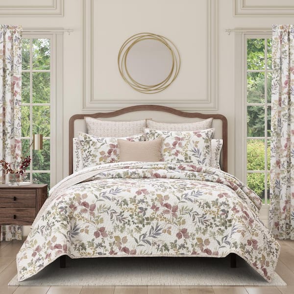 J QUEEN NEW YORK INC Ridgewood 3-Pieces Rose Polyester Full/Queen Quilt Set