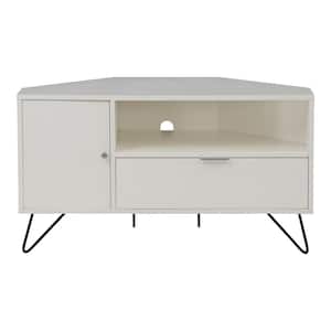 Chappa 41.38 in. White Corner TV Stand Fits TV's up to 47.58 in. with Open Shelf