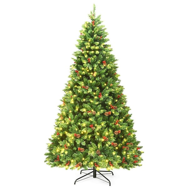 ANGELES HOME 7.5 ft.Pre-Lit Hinged Christmas Tree with 550 LED Lights and Sturdy Metal Stand