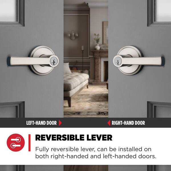 Kwikset Dorian Satin Nickel Passage Lever Right or Left Handed Kwikset Dorian Satin Nickel Passage Lever Right or Left Handed